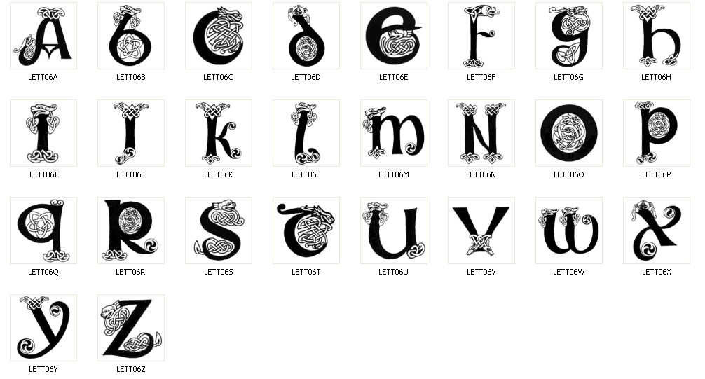 tatouage alphabet celtique