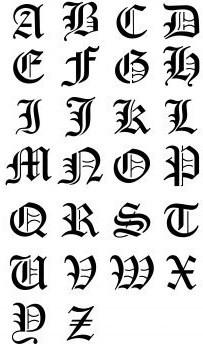 tatouage alphabet gothique