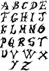 tatouage alphabet gothique