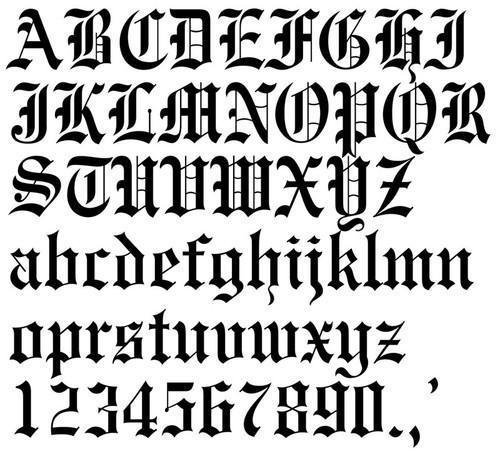 tatouage alphabet gothique