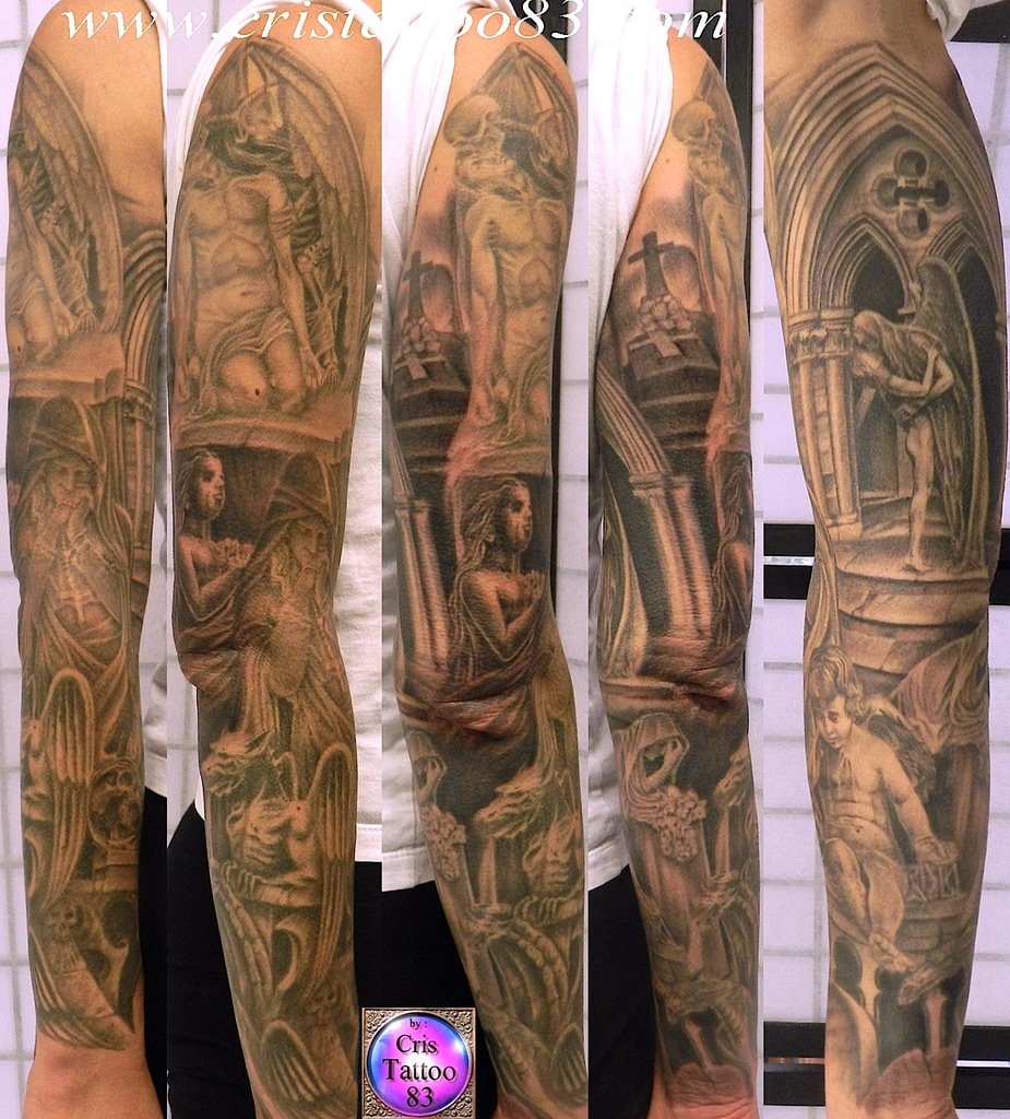 Tatouage ange bras complet