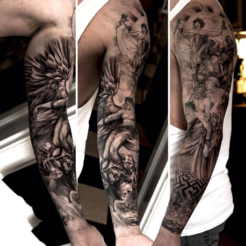 tatouage ange bras complet