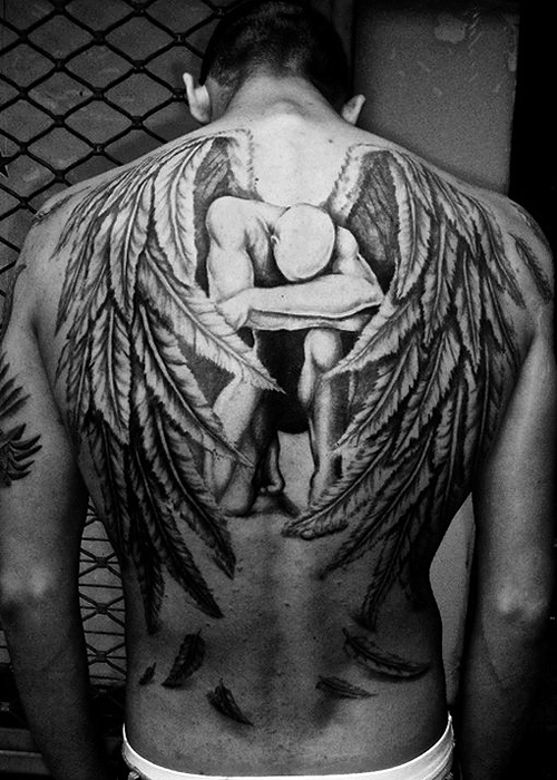 tatouage ange dos
