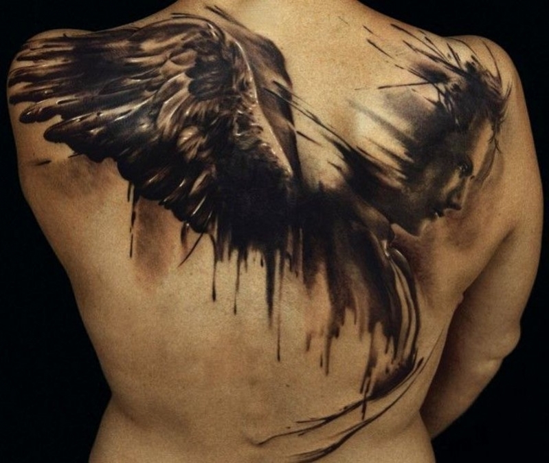 tatouage ange dos