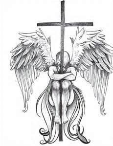 tatouage ange et croix