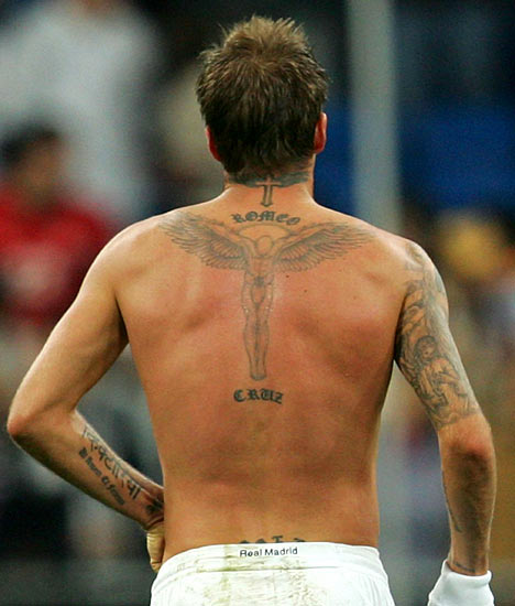 tatouage ange gardien beckham