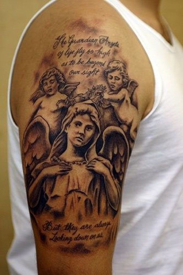 tatouage ange homme bras
