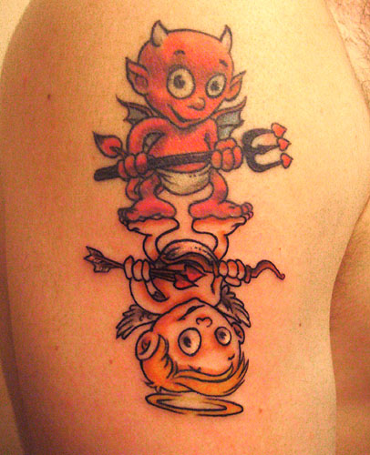 tatouage ange mi démon