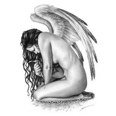 tatouage ange triste