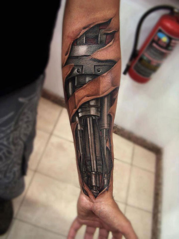 tatouage avant bras bionique
