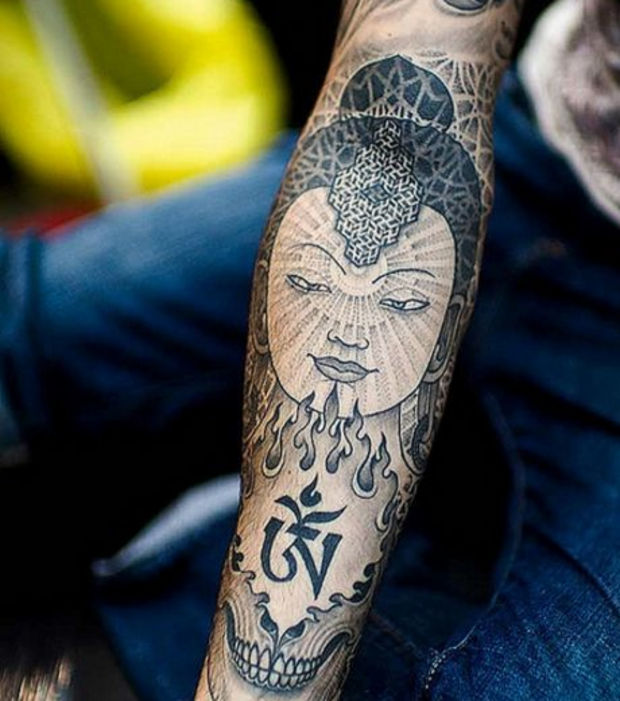 tatouage avant bras bouddha