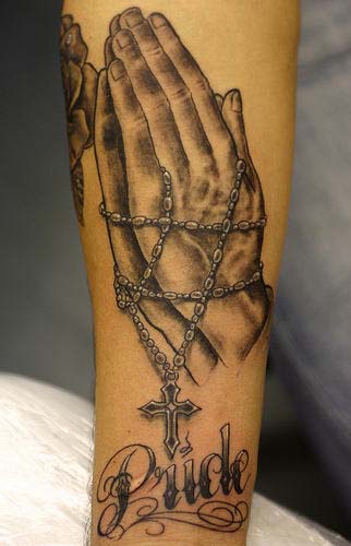 tatouage avant bras chapelet