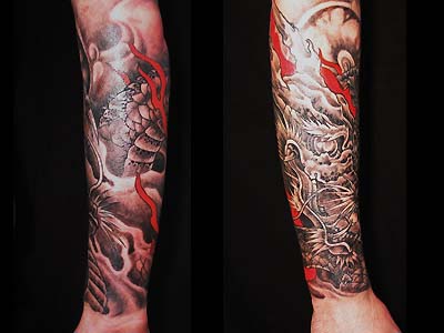 tatouage avant bras dragon