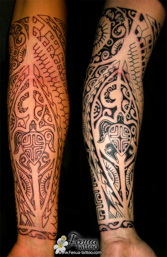 tatouage avant bras polynésien