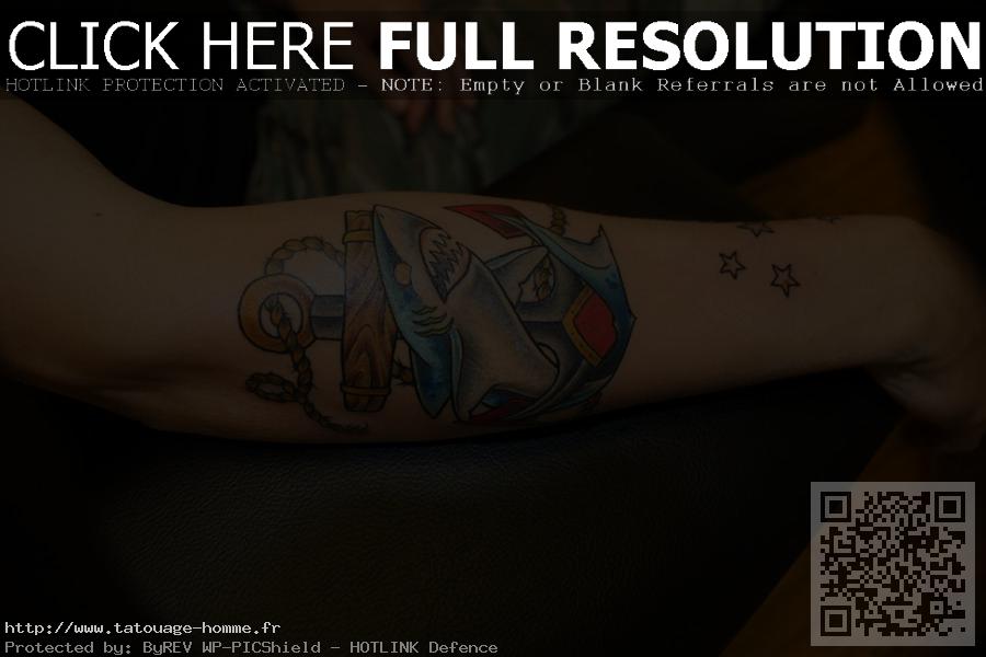 tatouage avant bras requin