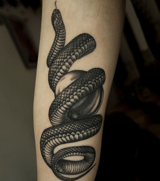 tatouage avant bras serpent