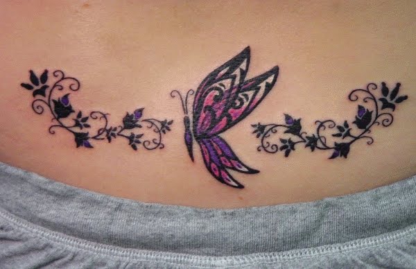 tatouage bas du dos femme papillon