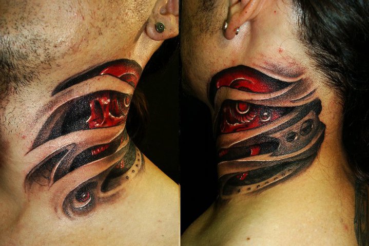 tatouage biomecanique cou