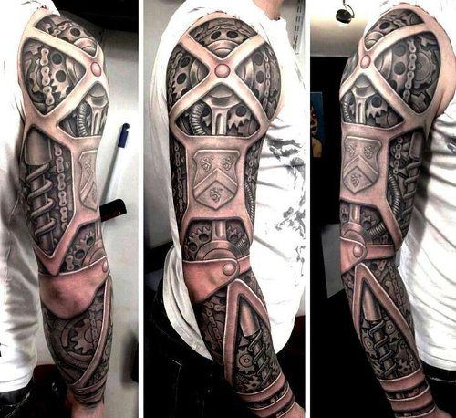 tatouage biomecanique engrenage