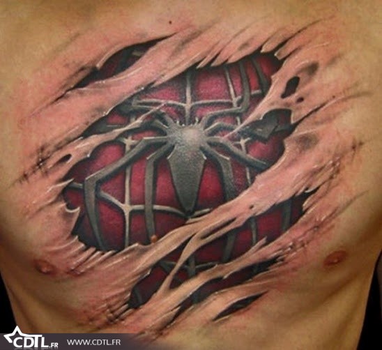 tatouage biomecanique spiderman
