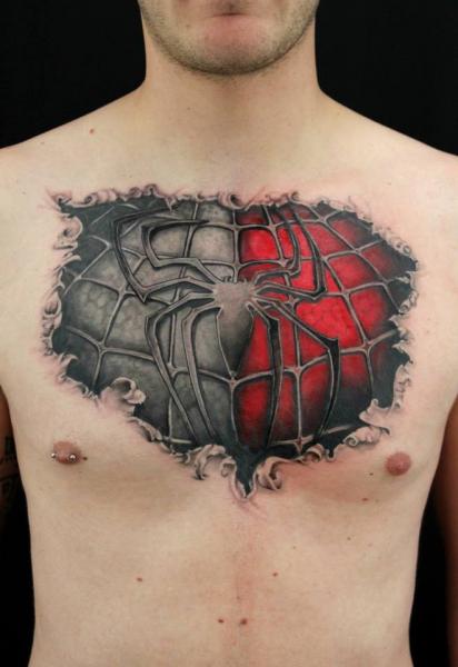 tatouage biomecanique spiderman