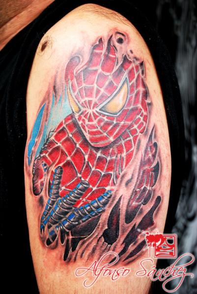 tatouage biomecanique spiderman