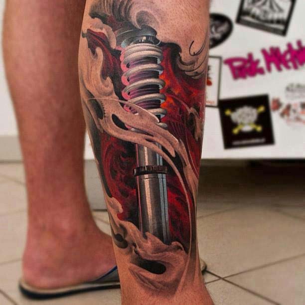 tatouage biomecanique tibia