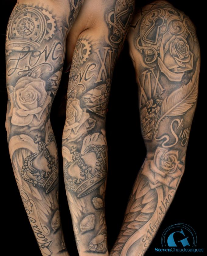 tatouage bras complet ange