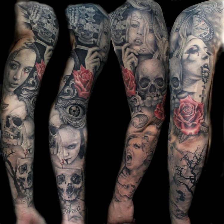 tatouage bras complet homme
