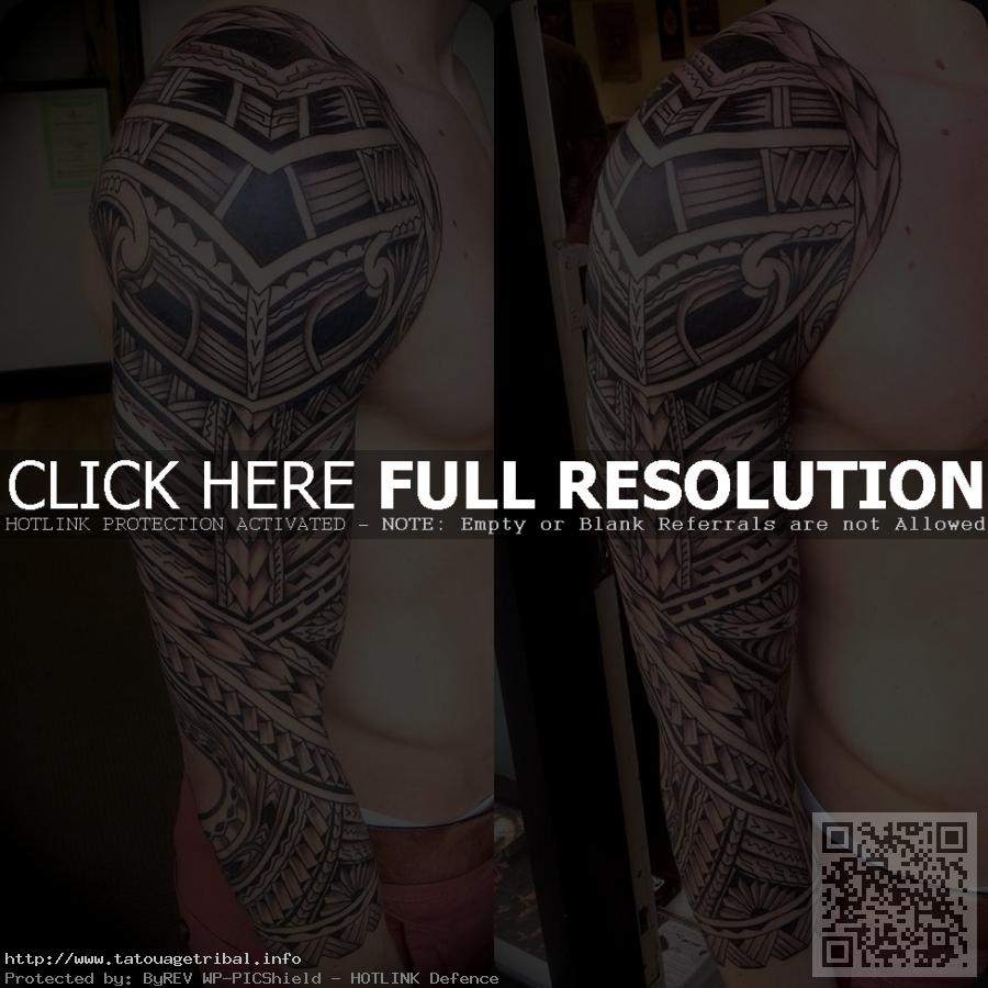 tatouage bras complet polynésien