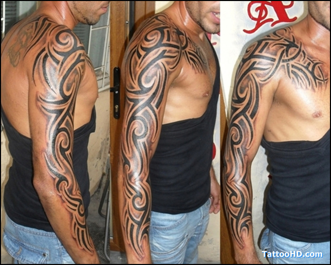 tatouage bras entier tribal