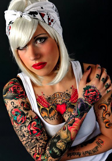 tatouage bras femme old school