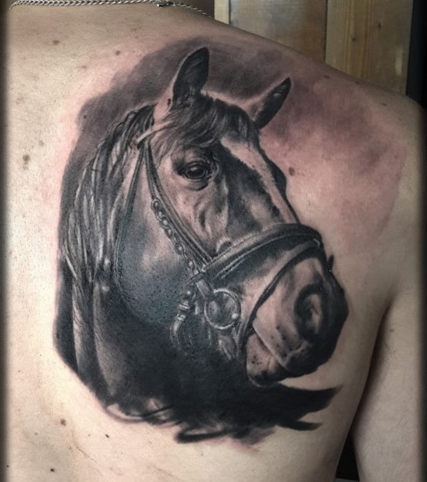 tatouage cheval omoplate