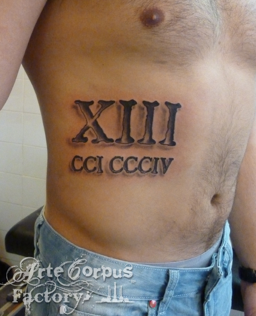 tatouage chiffre romain ventre
