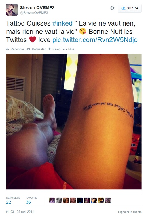 tatouage cuisse phrase aurelie