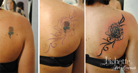 tatouage de recouvrement omoplate