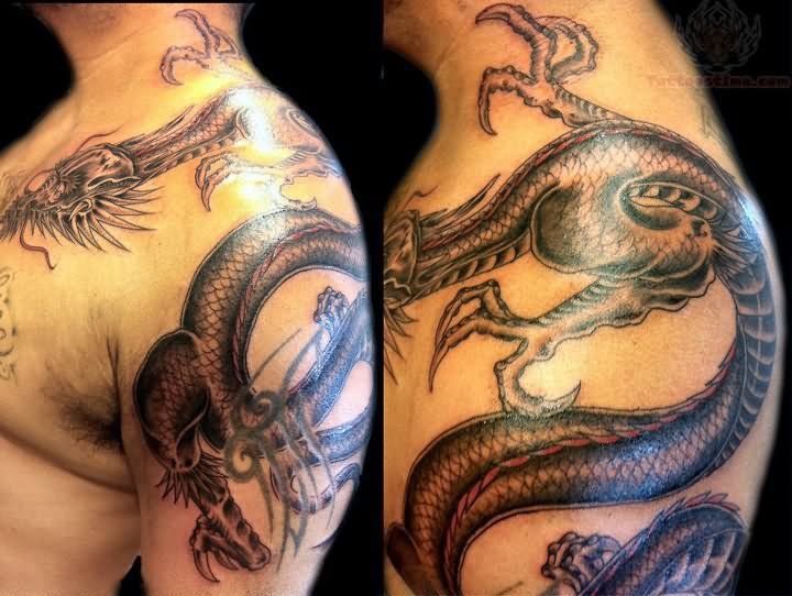 tatouage dragon japonais pectoraux