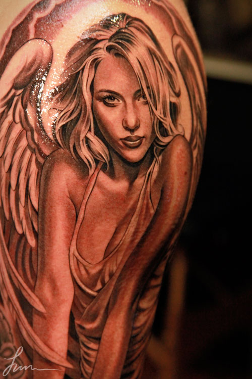 tatouage fille ange