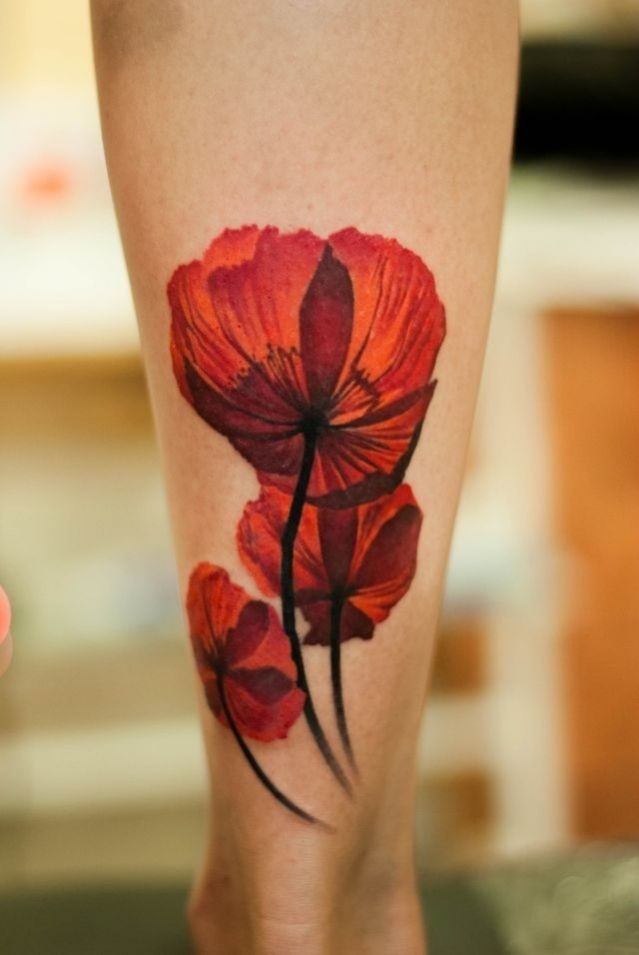 tatouage fleur coquelicot