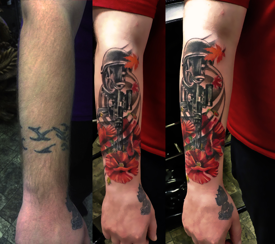 tatouage fleur homme bras