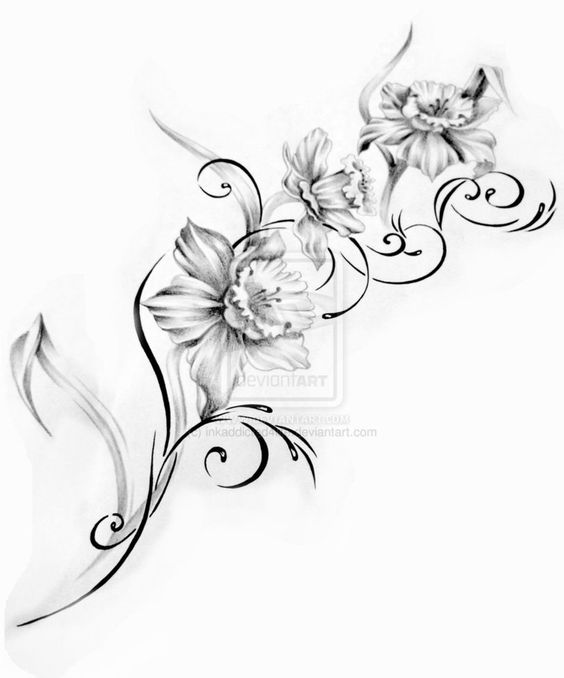 tatouage fleur jonquille