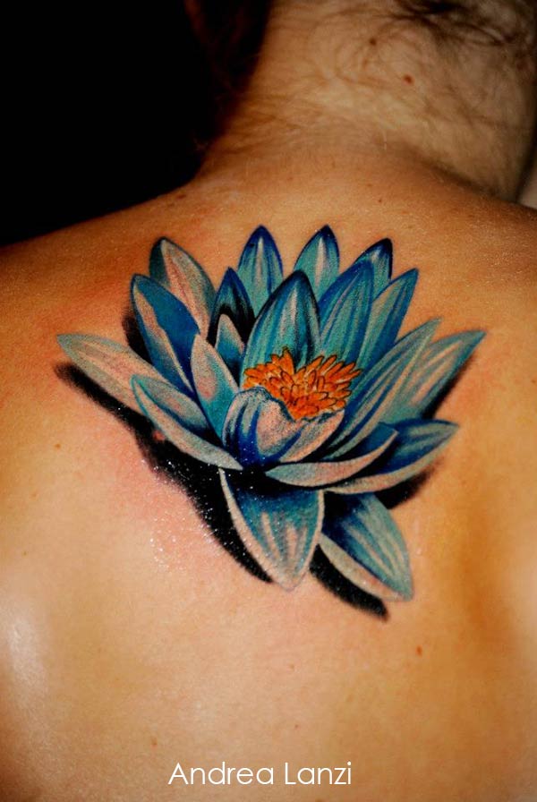 Tatouage fleur lotus bleu