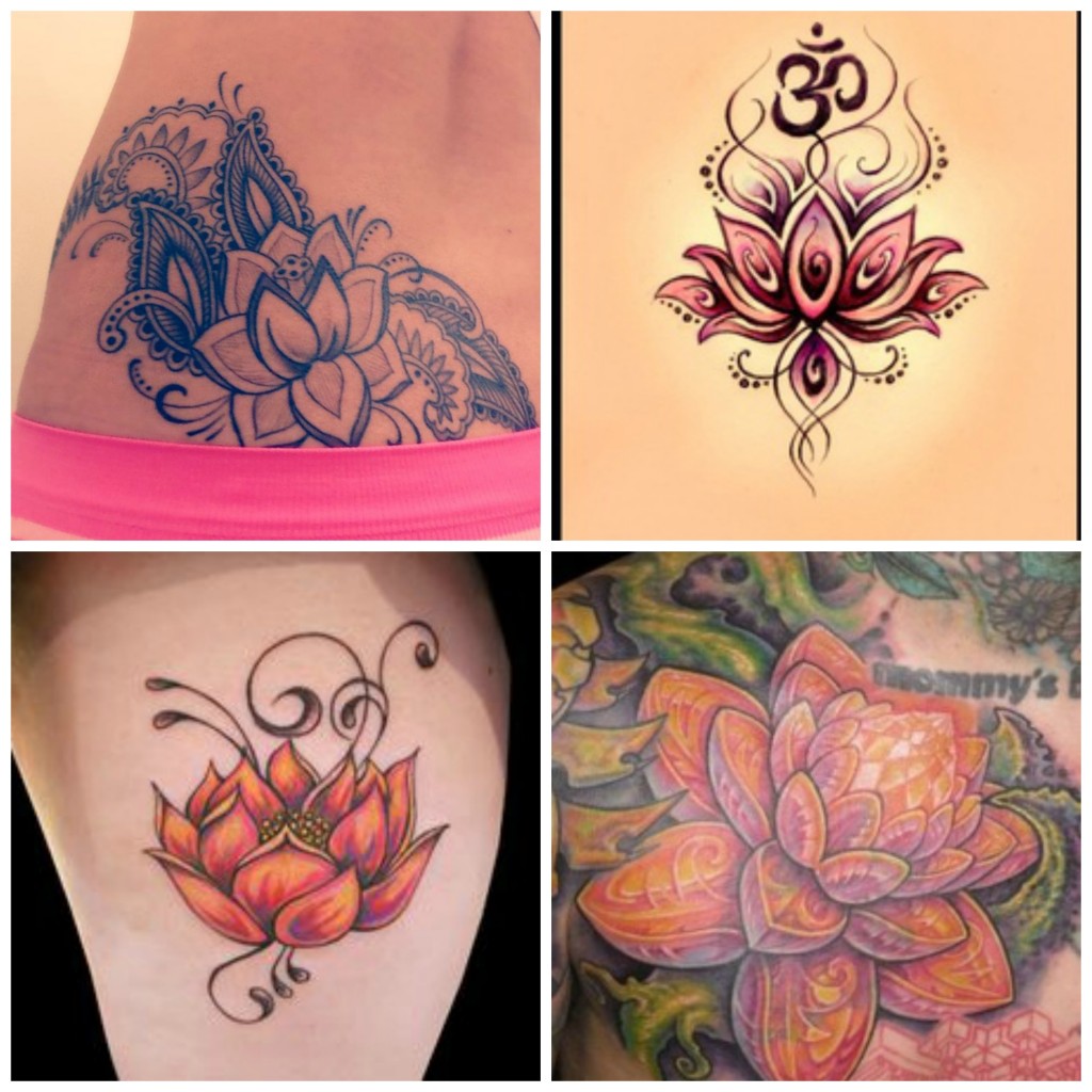 tatouage fleur lotus bleu