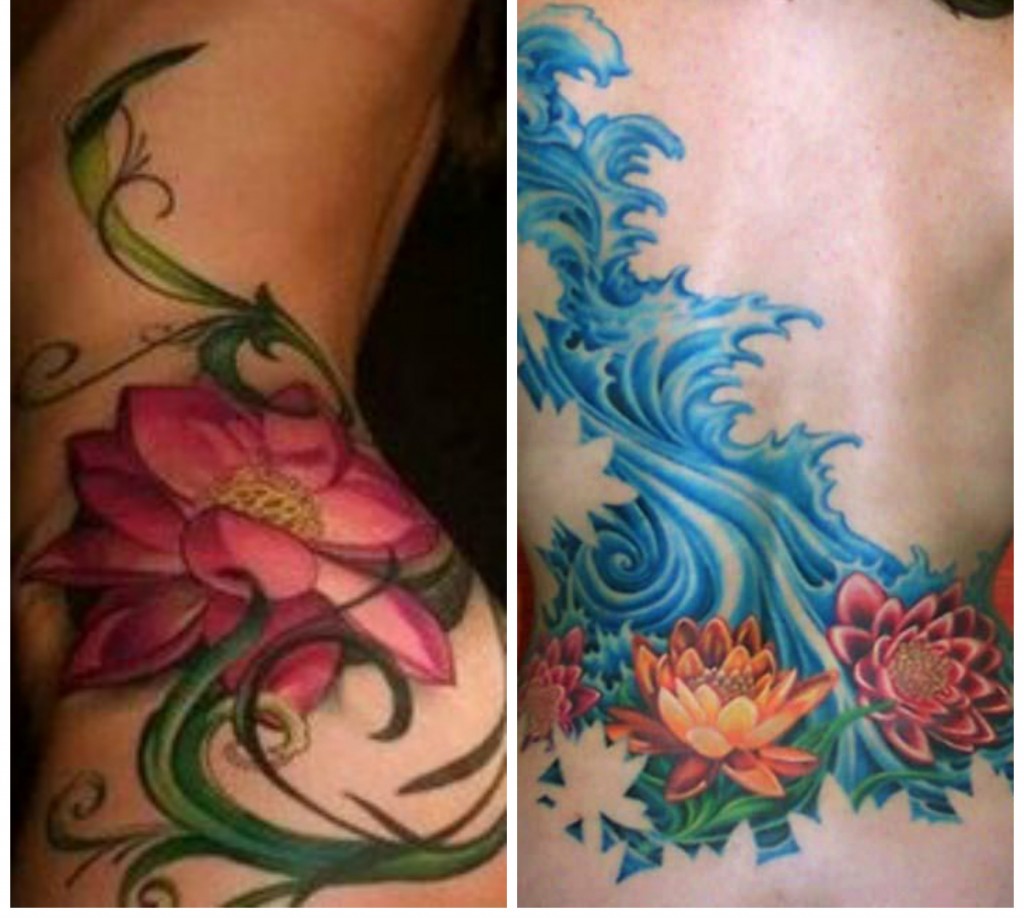 tatouage fleur lotus bleu