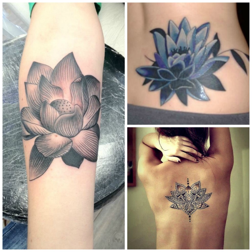 tatouage fleur lotus bleu