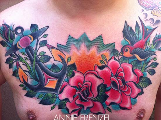 tatouage fleur old school