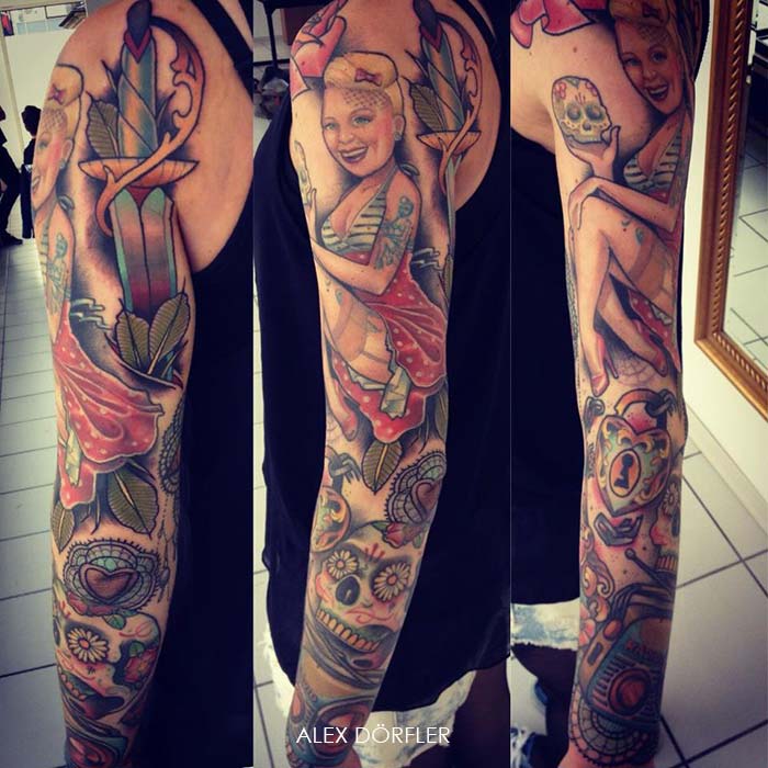 tatouage fleur pin up