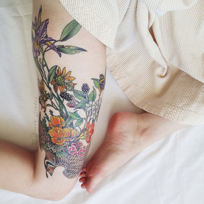 tatouage fleur vintage