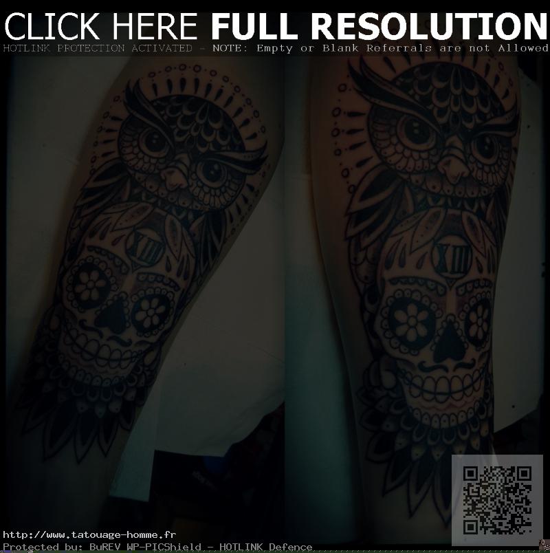 tatouage hibou bras