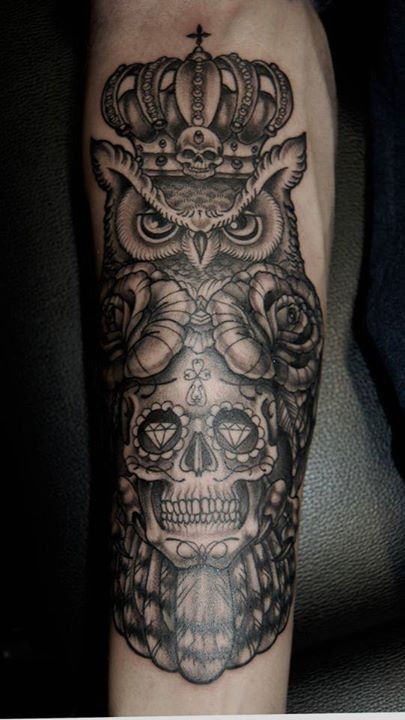 tatouage hibou bras
